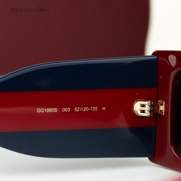 Gucci Men Sunglasses Burgundy Blue Rectangular GG1860S 003 BRAND NEW - Picture 7 of 8